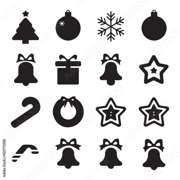 Fototapeta Merry christmas silhouette vector elements in white background.