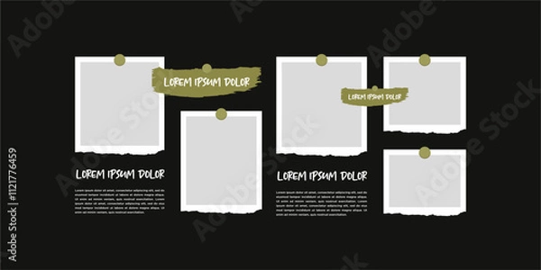 Fototapeta Pictures or photos frame collage. comics page grid layout abstract photo frames and digital photo wall template