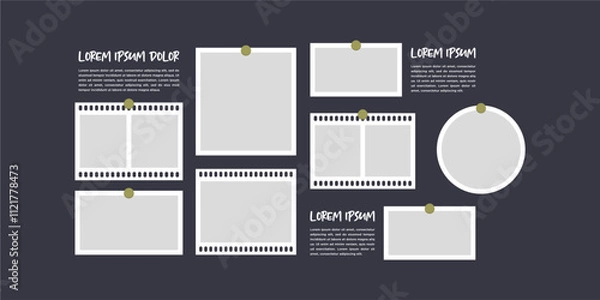 Fototapeta Pictures or photos frame collage. comics page grid layout abstract photo frames and digital photo wall template