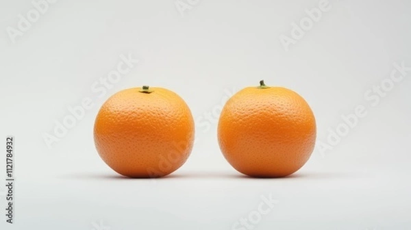 Fototapeta Fresh tangerines displayed in pairs on a clean white background highlighting their vibrant color and natural texture