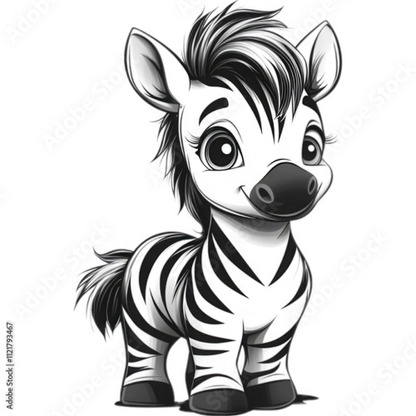 Fototapeta Cartoon Zebra Character with Friendly Expression - Vibrant, Child-friendly Stock Image