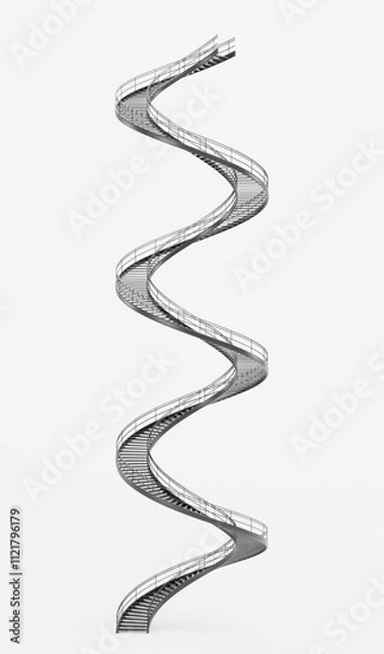 Fototapeta Realistic 3D Render of Staircase