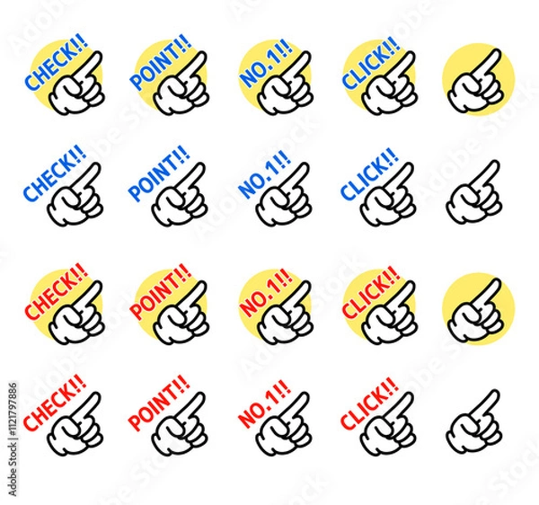 Fototapeta ハンドサインアイコンセット 赤文字 青文字