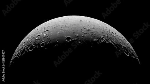 Fototapeta Craters visible on the surface of a half moon. ecliptic. illustration. Ecliptic. Illustration
