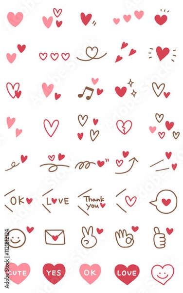 Fototapeta 手書きハートセット