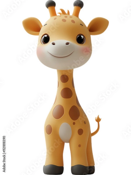 Fototapeta Cartoon 3D Giraffe Character - Cute & Friendly Anthropomorphized Design for Kids' Media or Mascots