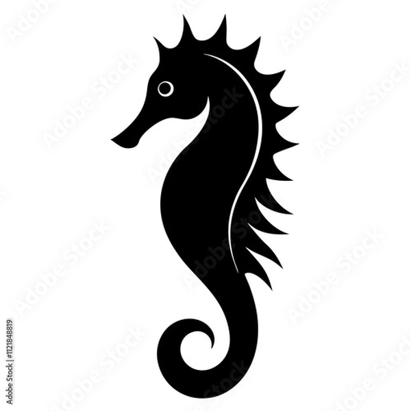 Obraz  Black seahorse icon silhouette vector with a white background