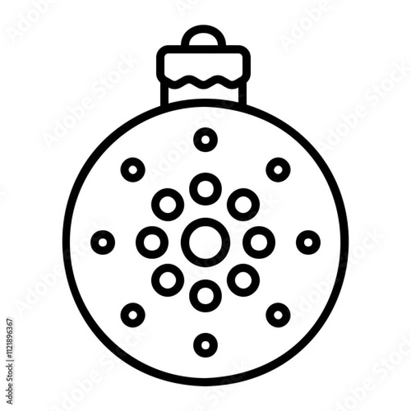 Fototapeta Christmas ball icon for web. Outline style