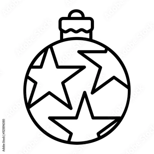 Fototapeta Christmas ball icon for web. Outline style
