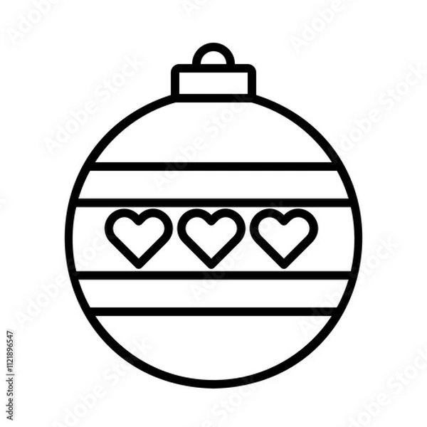 Fototapeta Christmas ball icon for web. Outline style