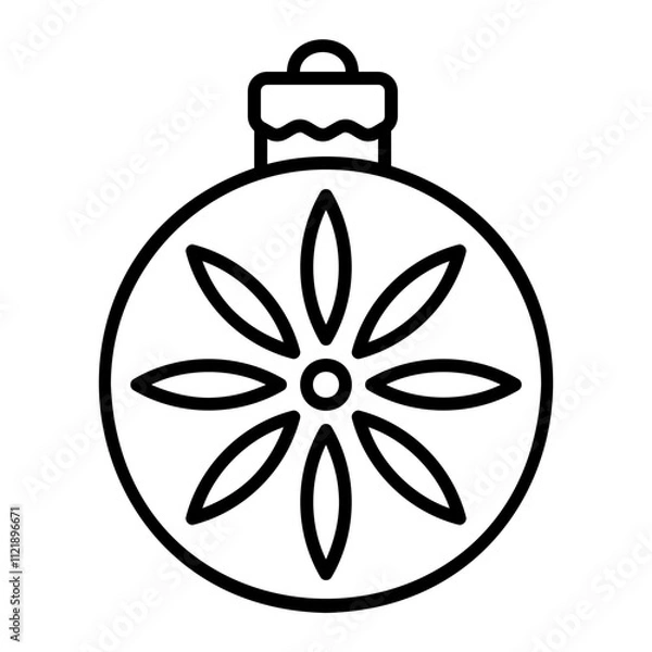 Fototapeta Christmas ball icon for web. Outline style