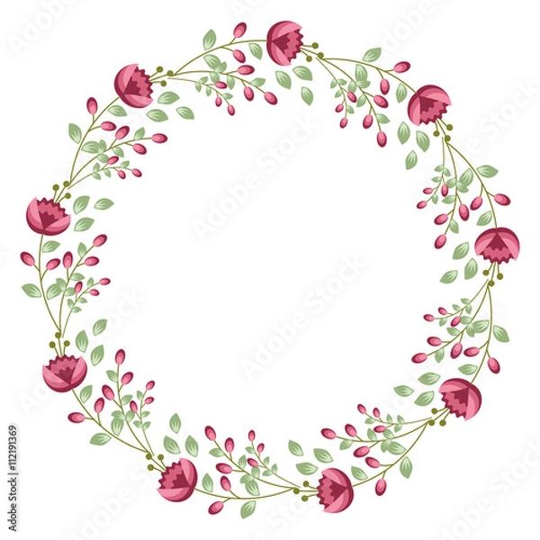 Fototapeta Floral round frame