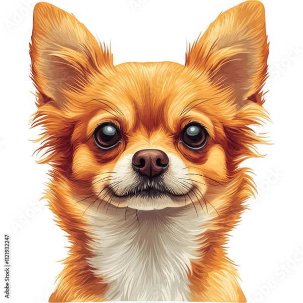 Fototapeta Cartoon-Style Chihuahua Illustration with Realistic Fur and Warm Colors background removal