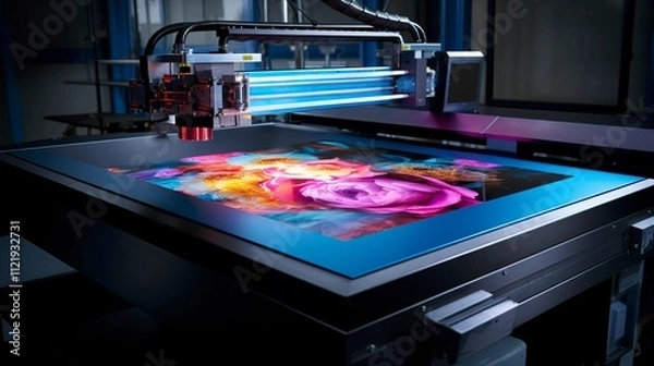 Fototapeta A photo of a UV flatbed printer