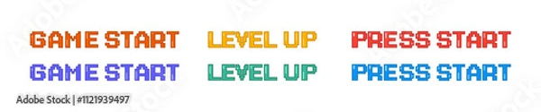 Obraz Start game. Level up. Press start. Pixel style. Pixel art. 8 bit game. Retro game. For game assets.