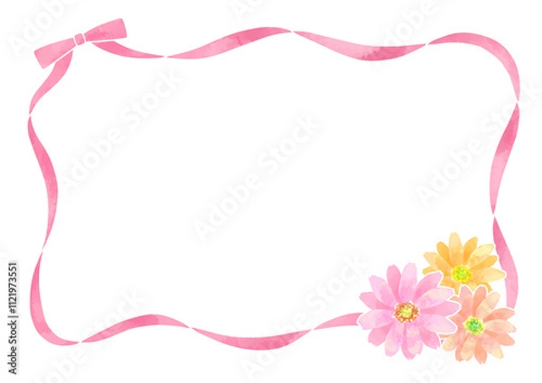 Fototapeta ガーベラの水彩フレーム素材