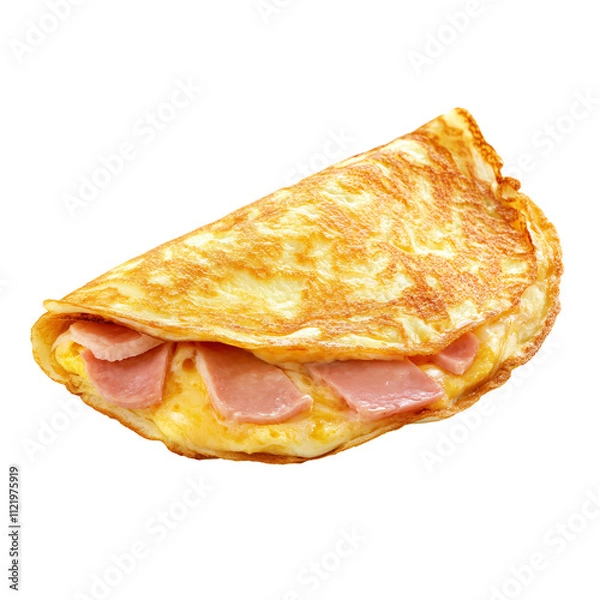 Fototapeta ham and cheese omelette isolated on white and  transparent background.