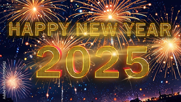 Fototapeta Happy new year 2025 fireworks
