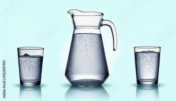 Obraz Refreshing water pitcher with glasses.