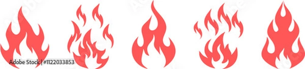 Fototapeta Fire flame icon vector set design isolated on a white background