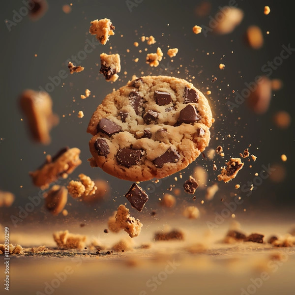 Fototapeta Cookie aux pépites de chocolat en éclats