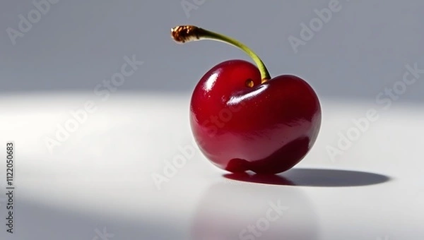 Obraz A Single Ripe Red Cherry on White Background