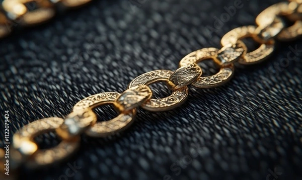 Fototapeta Metal chain with golden element, Generative AI