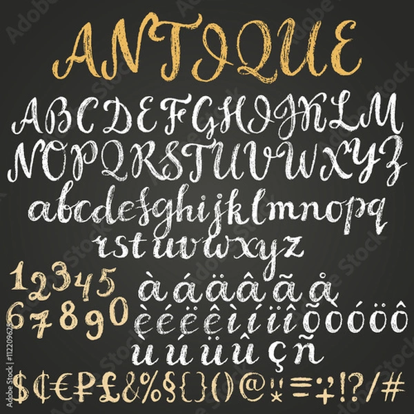 Fototapeta Chalk script latin alphabet