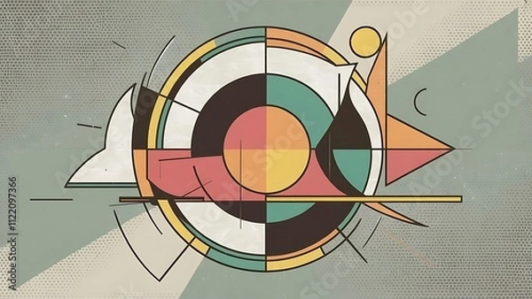Fototapeta Mid-century abstract contemporary aesthetic background design set with geometric balance shapes. Abstract Art Design for prints, covers, wallpapers, wall art. Vector illustration