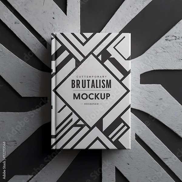 Fototapeta Contemporary graphic design of book vector cover mockup created in modernism and minimalistic brutalism style, useful for poster art, magazine front page, poster, web banner artwork.