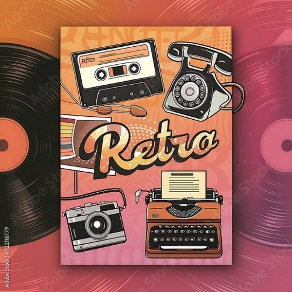 Fototapeta Retro bauhaus cover a4  template