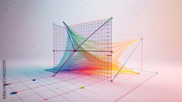 Obraz 3D Illustration of Traditional XY Axis in Cartesian Coordinate System
