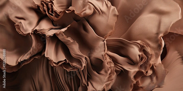 Fototapeta Abstract flowing chocolate texture, fabric toss in rich chocolate brown color of the year 2025 mocha mousse