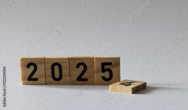 Obraz turn of the year 2024 2025 wooden blocks