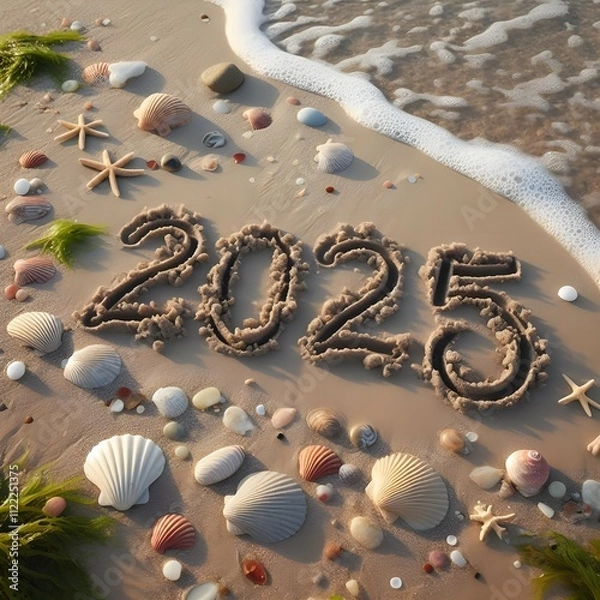 Obraz shell on the beach  new year 2025