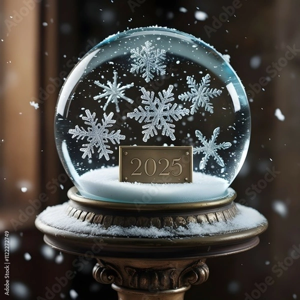 Obraz christmas snow globe with snowflakes