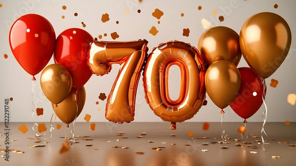 Obraz 70th Birthday Balloons 3D Render