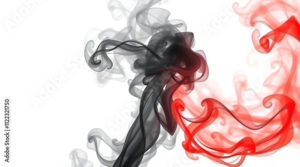 Fototapeta Smoke, abstract design, swirling patterns, grey tones, flowing lines