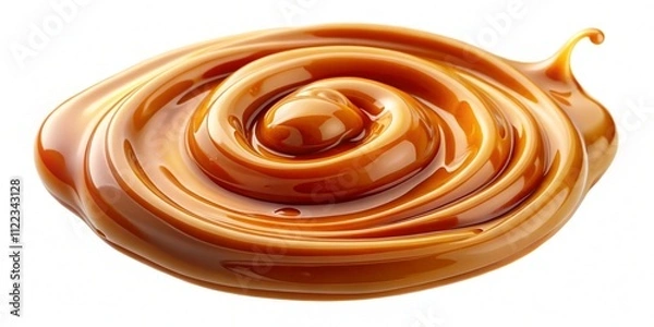 Fototapeta Smear of tasty caramel paste on white background, top view