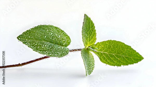 Obraz Fresh Mint Sprig with Water Droplets 