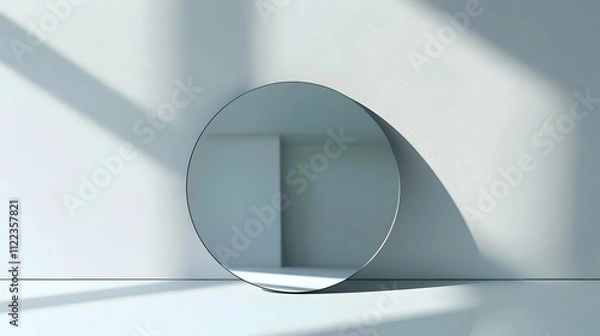 Fototapeta Round Mirror Reflection Minimalist Illustration
