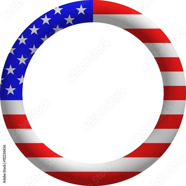 Obraz 3D renderowane koncepcja obramowania pierścienia flagi USA.