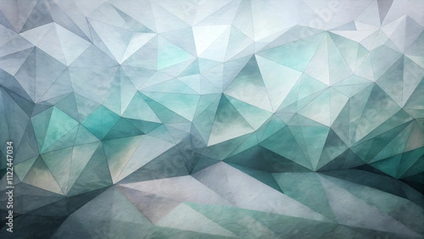 Obraz Geometric abstract background with turquoise and gray triangular shapes