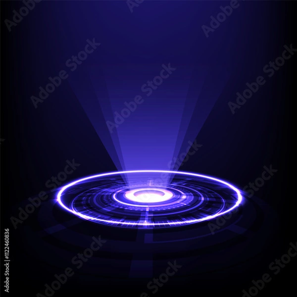 Fototapeta Abstract background with tech circles and rays