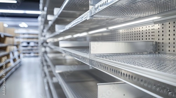 Obraz Empty supermarket shelves Concept of shortage crisis and supply chain