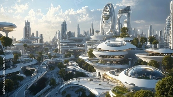 Fototapeta High-Tech Urban Design for the Next Generation