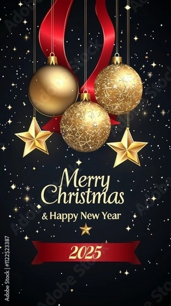 Obraz Wishing you a Merry Christmas and a joyful Happy New Year 2025 through this greeting card design