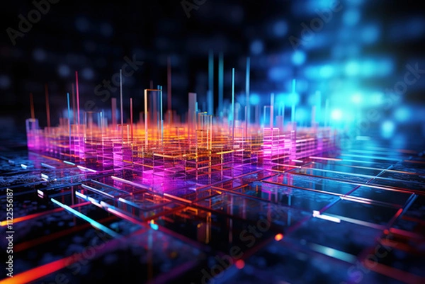 Fototapeta programming code elements integrated into an abstract technology background for devs