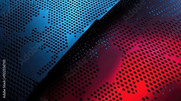 Fototapeta Abstract red and blue gradient geometric diagonal layer on black background. abstract red and black are light pattern with the gradient is the with floor wall metal texture. fashion pop art gradient