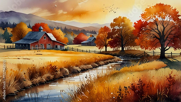 Fototapeta watercolor Thanksgiving background